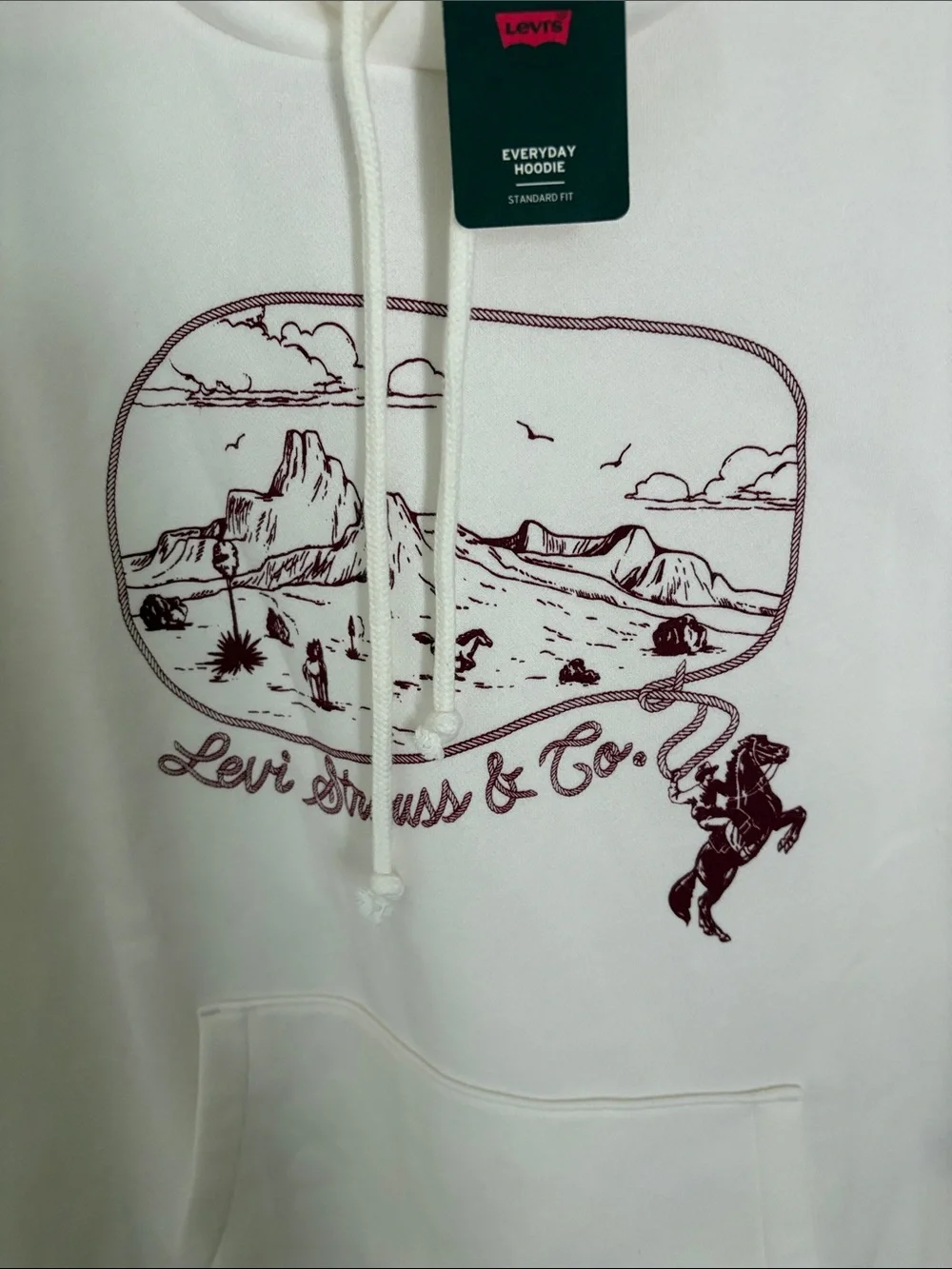 Levi's Cream Hoodie with Maroon Graphic
